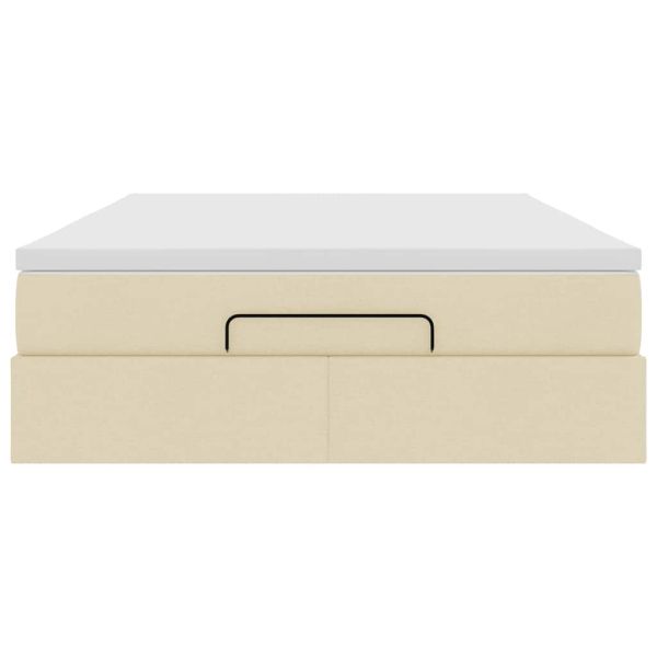 Османска легло с матрак, кремаво, 140x190 см, плат