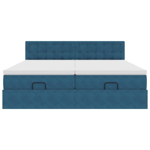 Османска легло с матраци, тъмносиньо, 200x200 см, кадифе