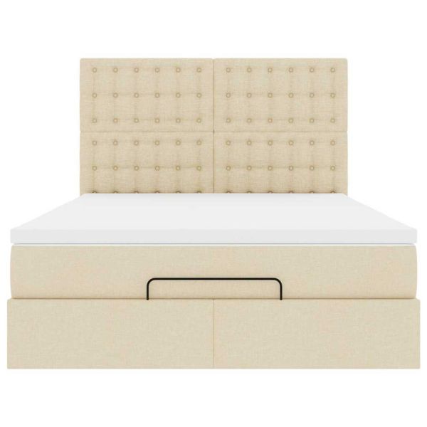 Османска легло с матрак, кремаво, 140x190 см, плат