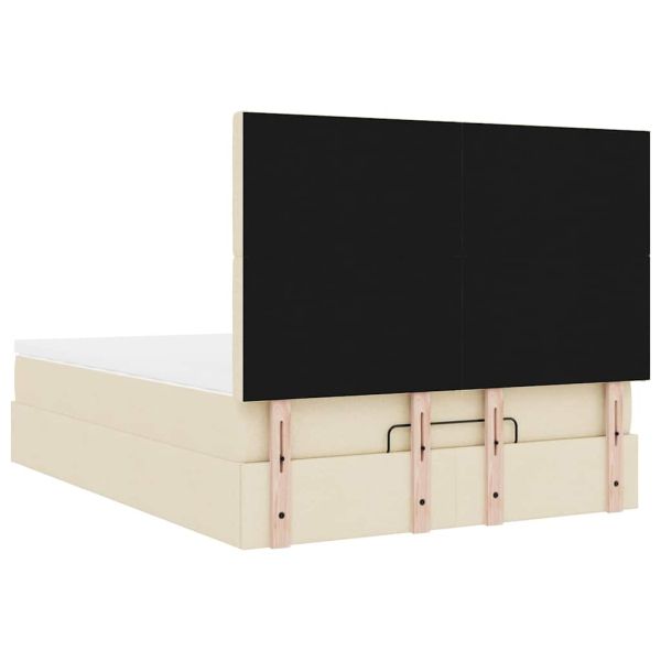 Османска легло с матрак и LED, кремаво, 140x190 см, плат