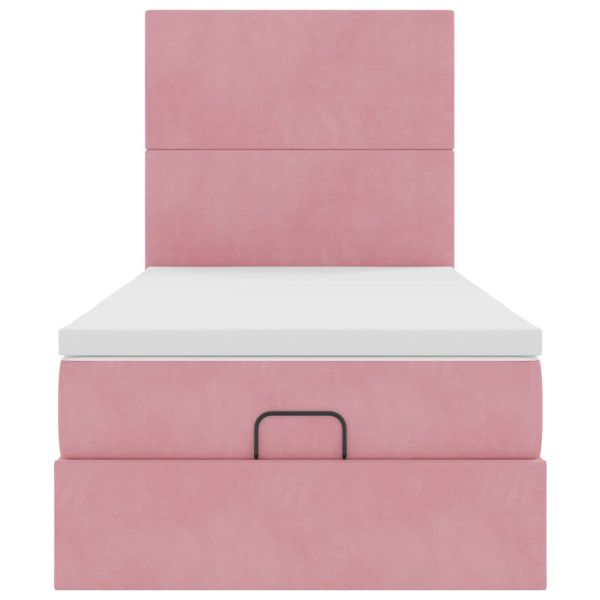 Османска легло с матраци и LED, розово, 80x200 см, кадифе