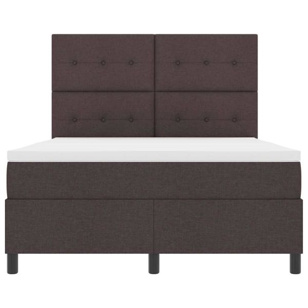 Легло с пружинирана основа Тъмнокафяв 140 x 190 cm текстил
