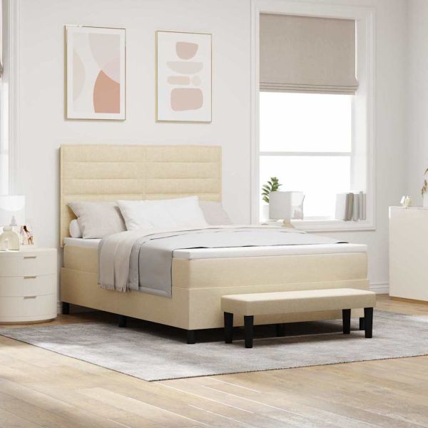 Легло с пружинирана основа с матрак Крем 140 x 190 cm текстил