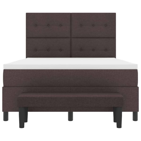 Легло с пружинирана основа Тъмен кафяв 140 x 190 cm текстил