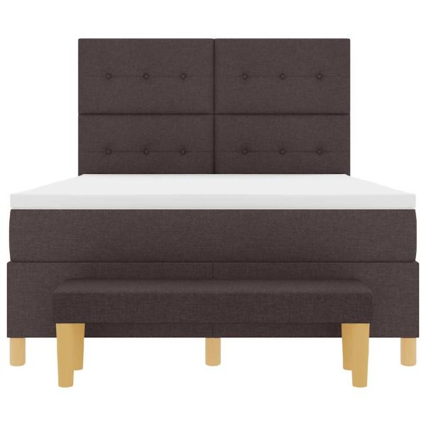 Легло с пружинирана основа Тъмнокафяв 140 x 190 cm текстил