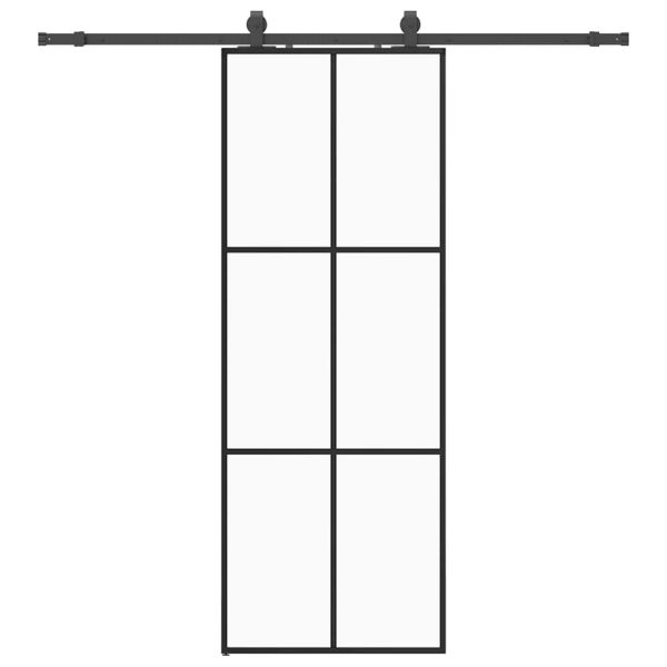 Плъзгаща се врата с обков черна 76x205 см ESG стъкло