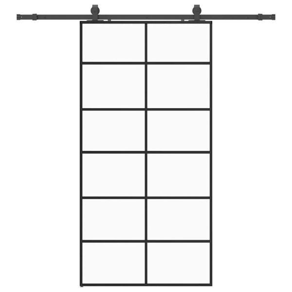 Плъзгаща се врата с механизъм черна 102x205 см ESG стъкло