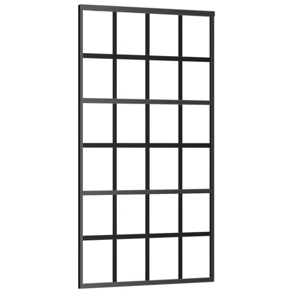Плъзгаща се врата с механизъм черна 102x205 см ESG стъкло