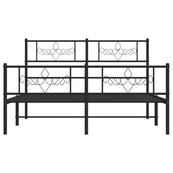 Метална рамка за легло с горна и долна табла, черна, 160x200 см