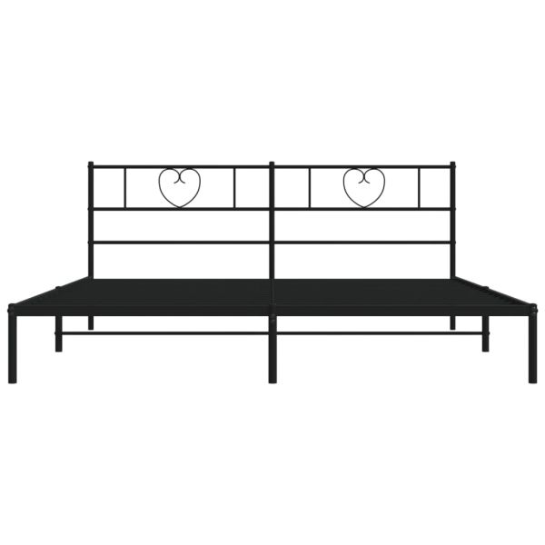 Метална рамка за легло с горна табла, черна, 200x200 см