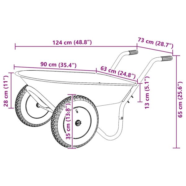 Количка Сребрист и Черен 124 x 73 x 65 см Стомана