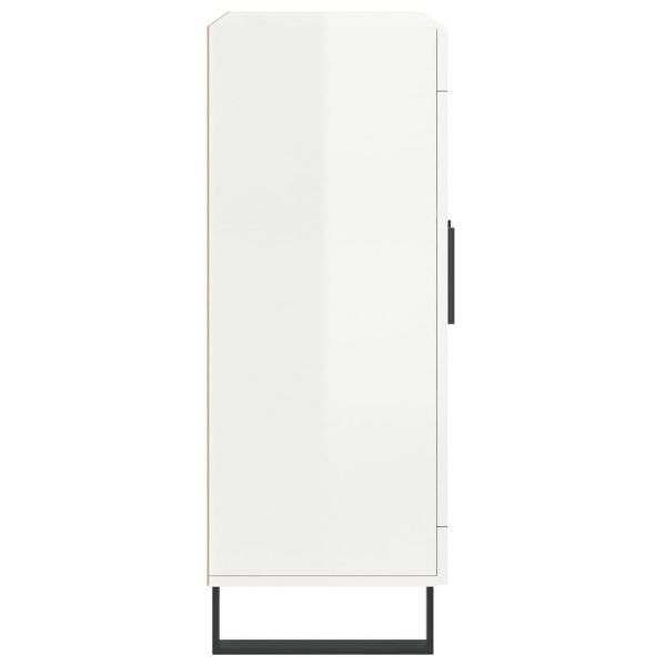 Сайдборд, бял гланц, 69,5x34x90 см, инженерно дърво