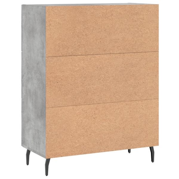 Сайдборд, бетонно сив, 69,5x34x90 см, инженерно дърво