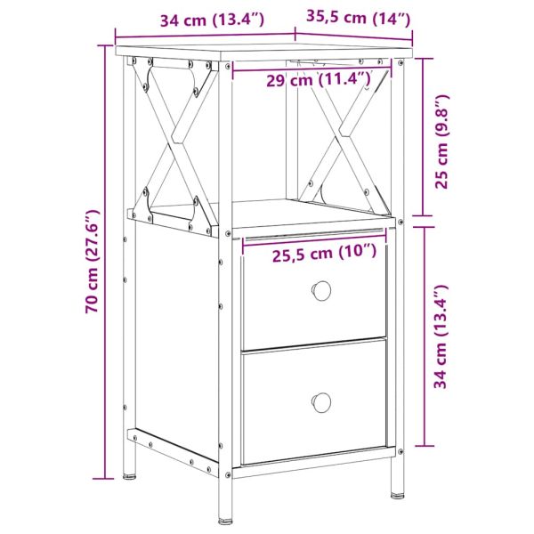 Нощно шкафче Artisan Oak 34x35,5x70 cm Инженерна дървесина