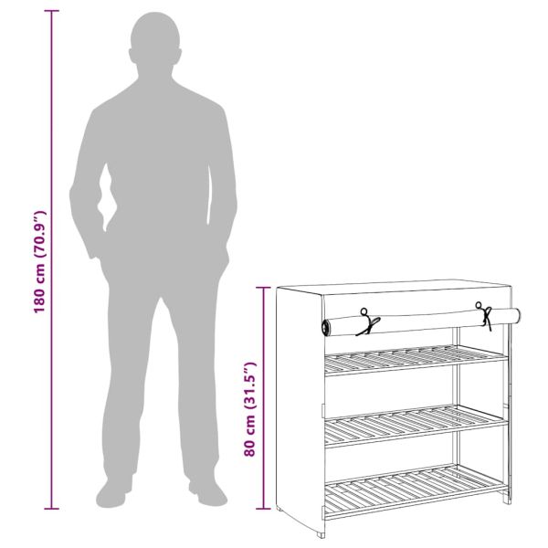 Шкаф за обувки с покривало, сив, 79x40x80 см, плат