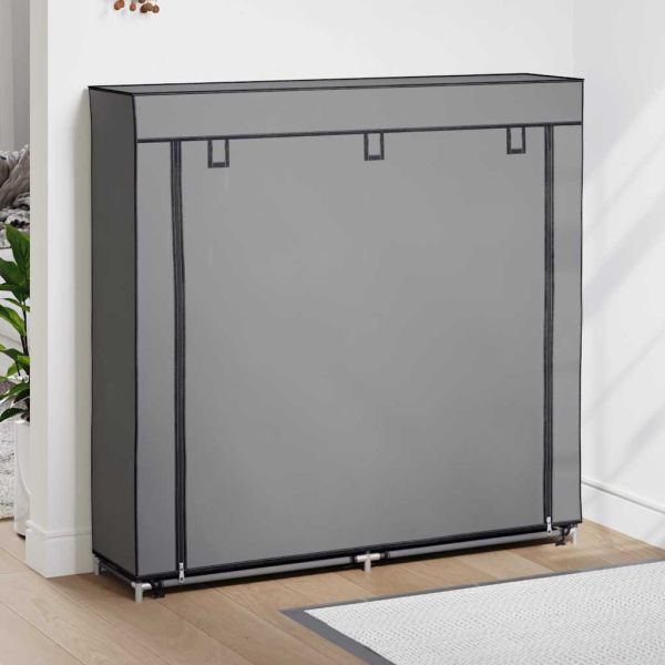 Шкаф за обувки с покривало, сив, 115х28х110 см, плат