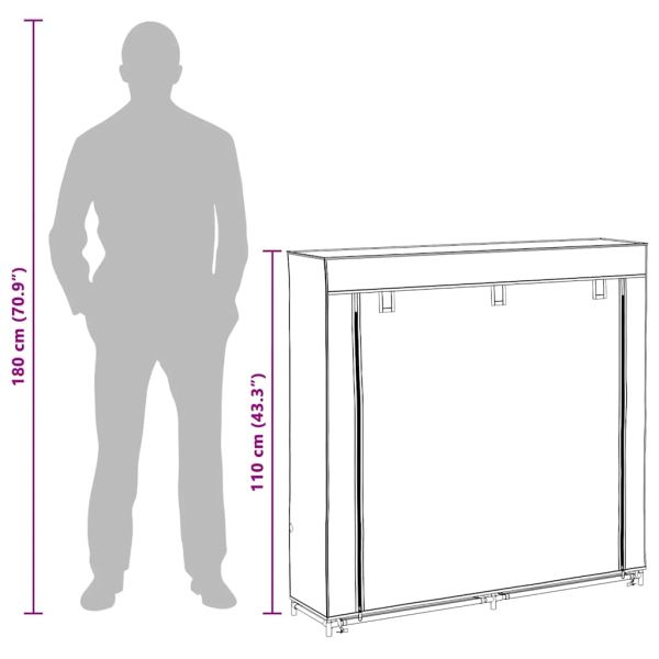 Шкаф за обувки с покривало, сив, 115х28х110 см, плат