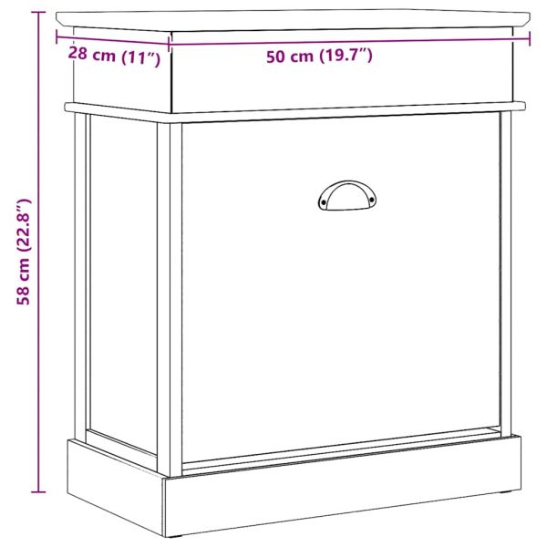 Шкаф за обувки, бял, 50x28x58 см, дърво от пауловния