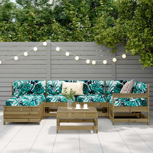 Градински комплект диван от 7 части, импрегниран бор