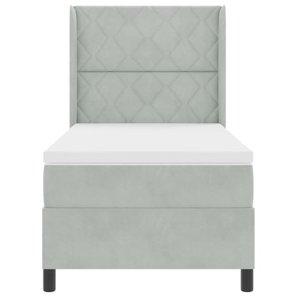 Легло с пружинирана основа с LED Светлосиво 90 x 190 cm Кадифе