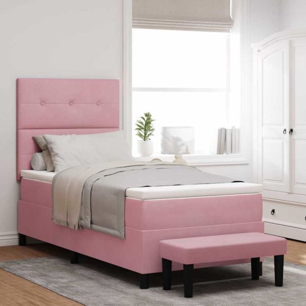 Легло с пружинирана основа с матрак Розово 80 x 200 cm Кадифе