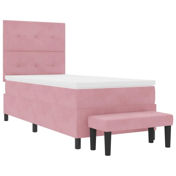 Легло с пружинирана основа с матрак Розово 80 x 200 cm Кадифе
