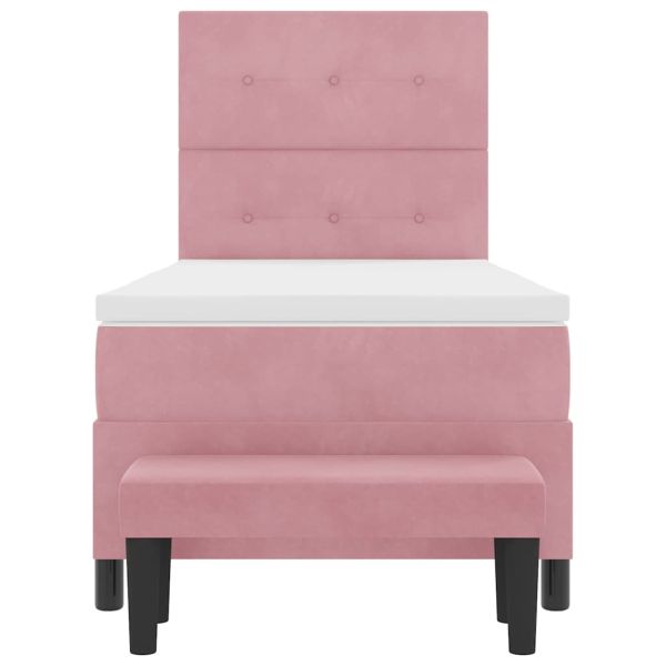 Легло с пружинирана основа с матрак Розово 80 x 200 cm Кадифе