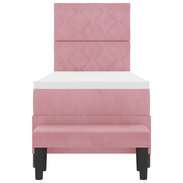 Легло с пружинирана основа с матрак Розово 80 x 200 cm Кадифе