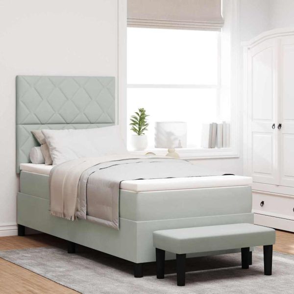 Легло с пружинирана основа Светлосиво 90 x 190 cm Кадифе