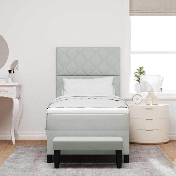 Легло с пружинирана основа Светлосиво 90 x 190 cm Кадифе