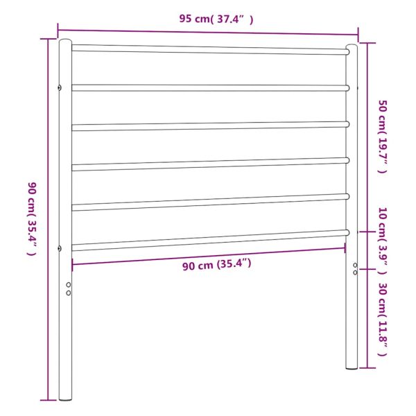 Метална резервна табла за легло, черна, 90 см