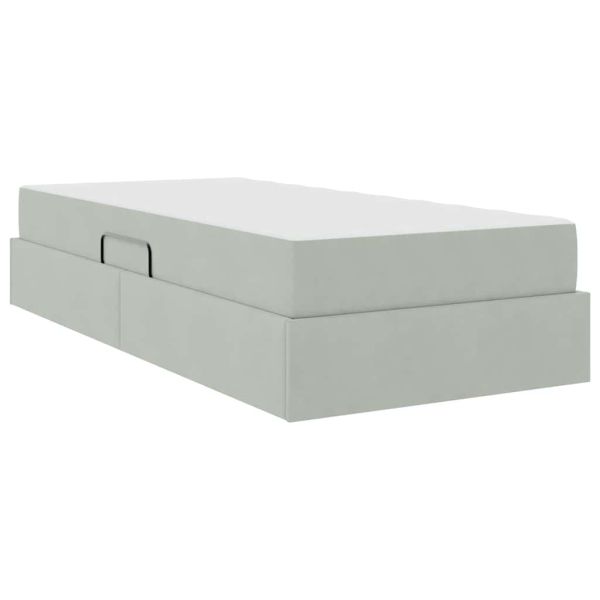 Легло с място за съхранение и матрак Светлосиво 90 x 190 cm