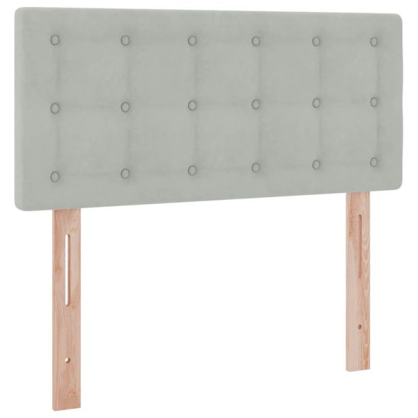 Легло с място за съхранение и LED Светлосиво 90 x 190 cm Кадифе