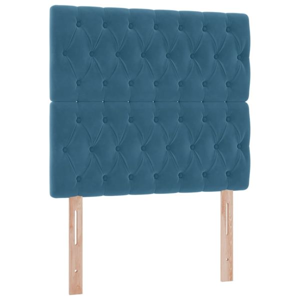 Легло с място за съхранение и LED Тъмен син 90 x 190 cm Кадифе