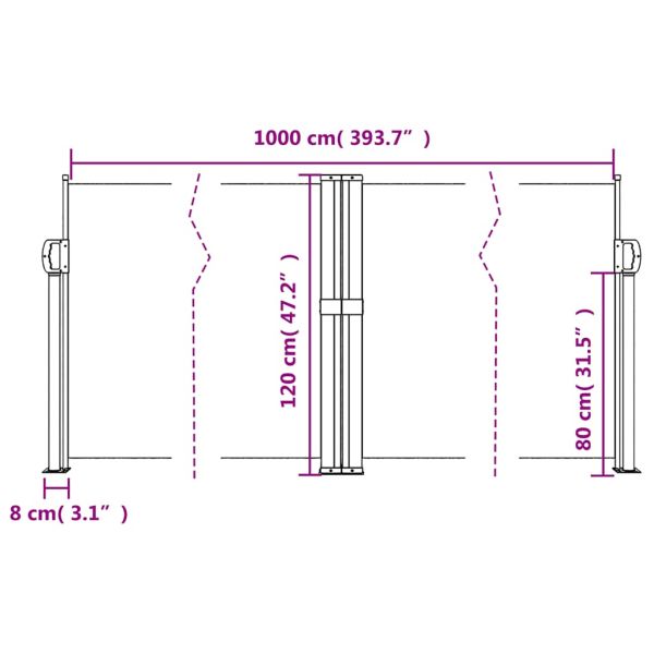 Прибираща се странична тента, антрацит, 120x1000 см
