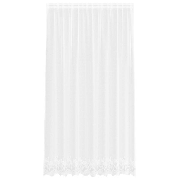 Перде от дантела С завеси Флорален Бяло 200 x 200 cm Полиестер
