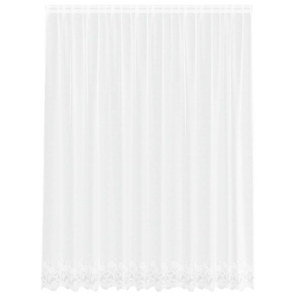Перде от дантела С завеси Флорален Бяло 200 x 300 cm Полиестер