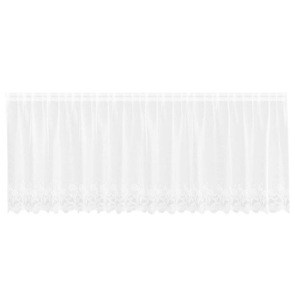 Перде от дантела С завеси Флорален Бяло 100 x 400 cm Полиестер