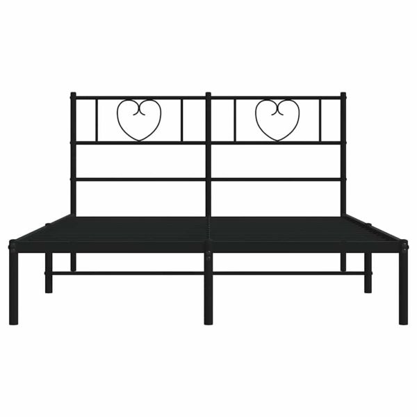 Метална рамка за легло с горна табла, черна, 150x200 см