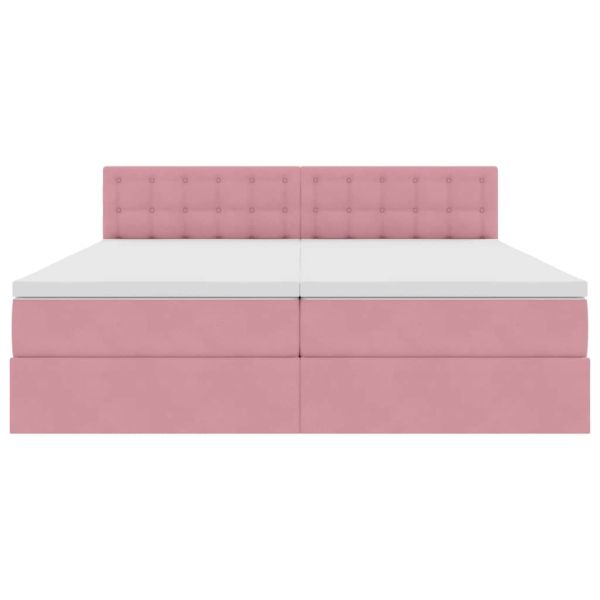 Легло С LED лентисти светлини Розово 200 x 200 cm Кадифе