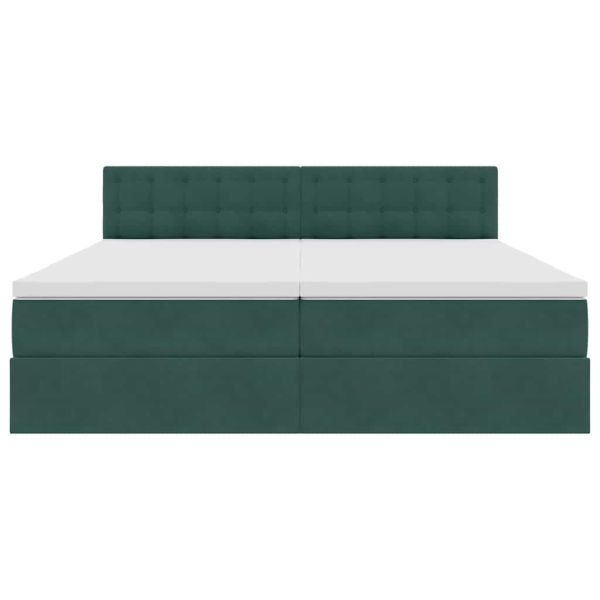 Легло с място за съхранение с матрак Тъмен зелен 100 x 200 cm