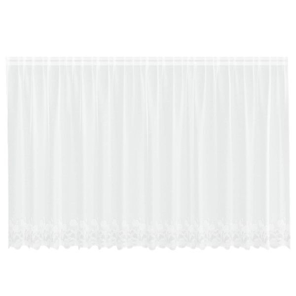 Перде от дантела С завеси Флорален Бяло 180 x 400 см Полиестер
