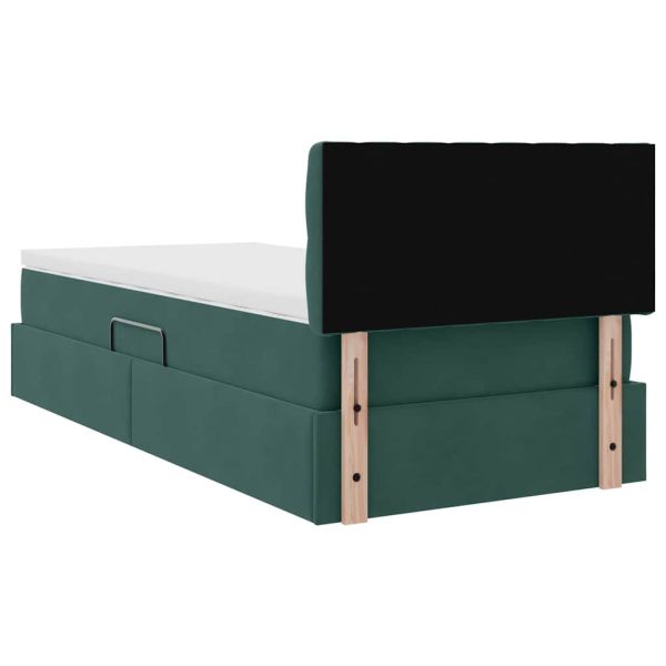 Легло с място за съхранение Тъмен зелен 90 x 200 cm Кадифе