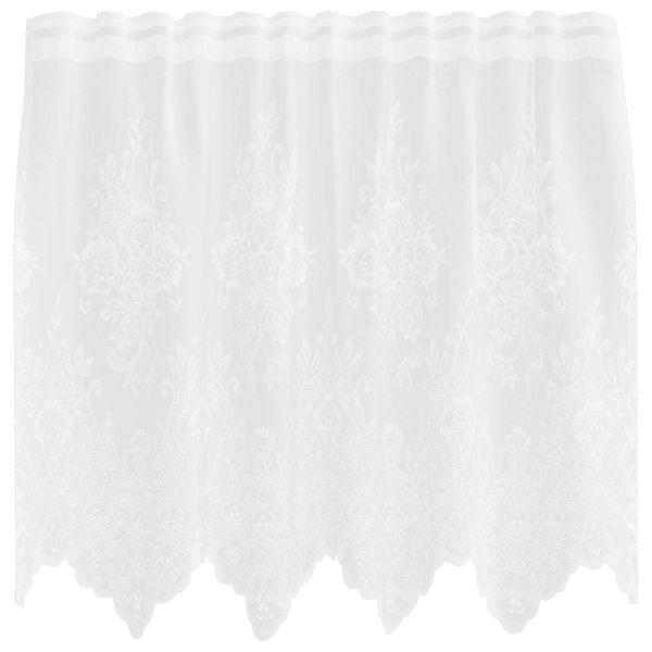 Перде от дантела С завеси Флорален Бяло 80 x 150 cm Полиестер