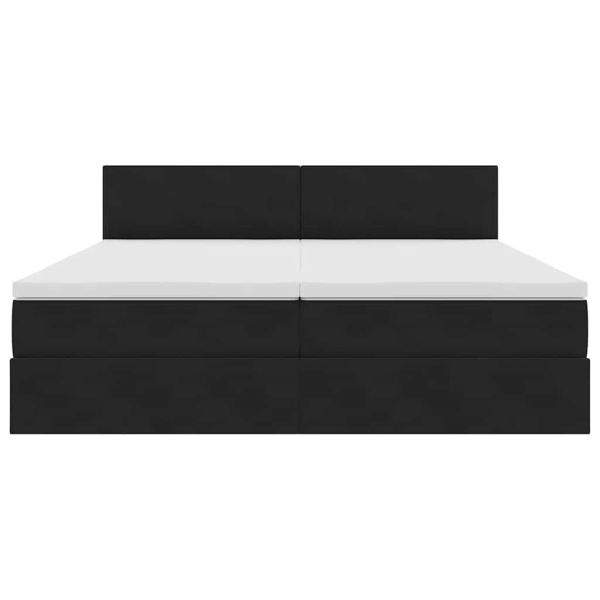 Легло С LED лентисти светлини Черно 200 x 200 cm Кадифе