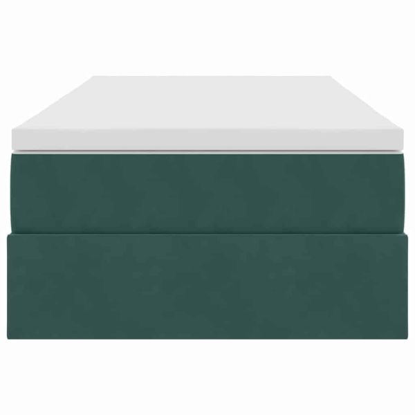 Легло с място за съхранение и матрак Тъмен зелен 100 x 200 cm