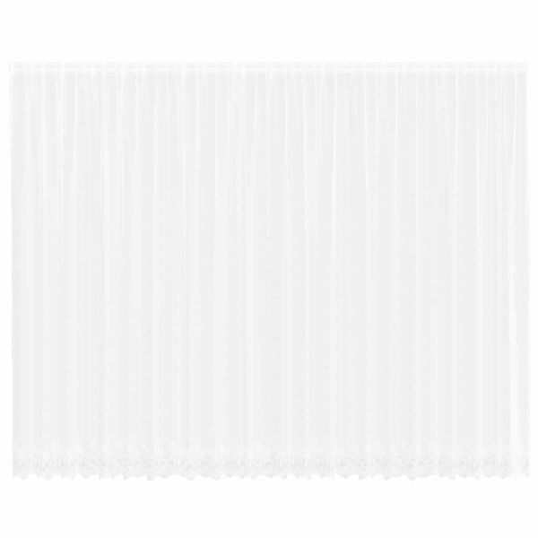 Перде от дантела С завеси Флорален Бяло 260 x 600 см Полиестер