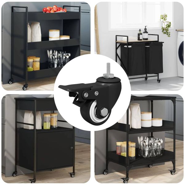 Колела 12 pcs Черно M6 x 37 мм Желязо и найлон