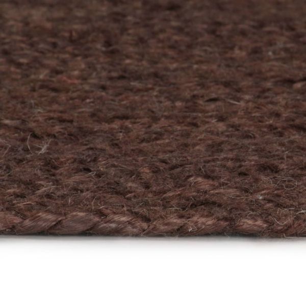 Ръчно тъкан килим от юта, кръгъл, 90 см, кафяв