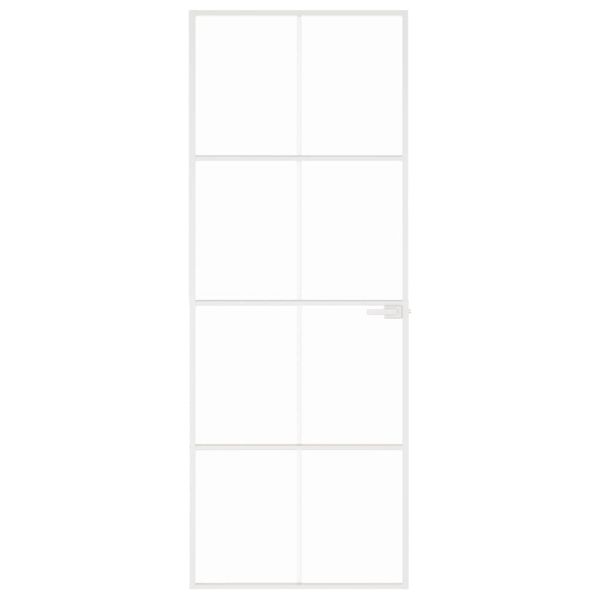 Интериорна врата бяла 76x201,5 см закалено стъкло и алуминий